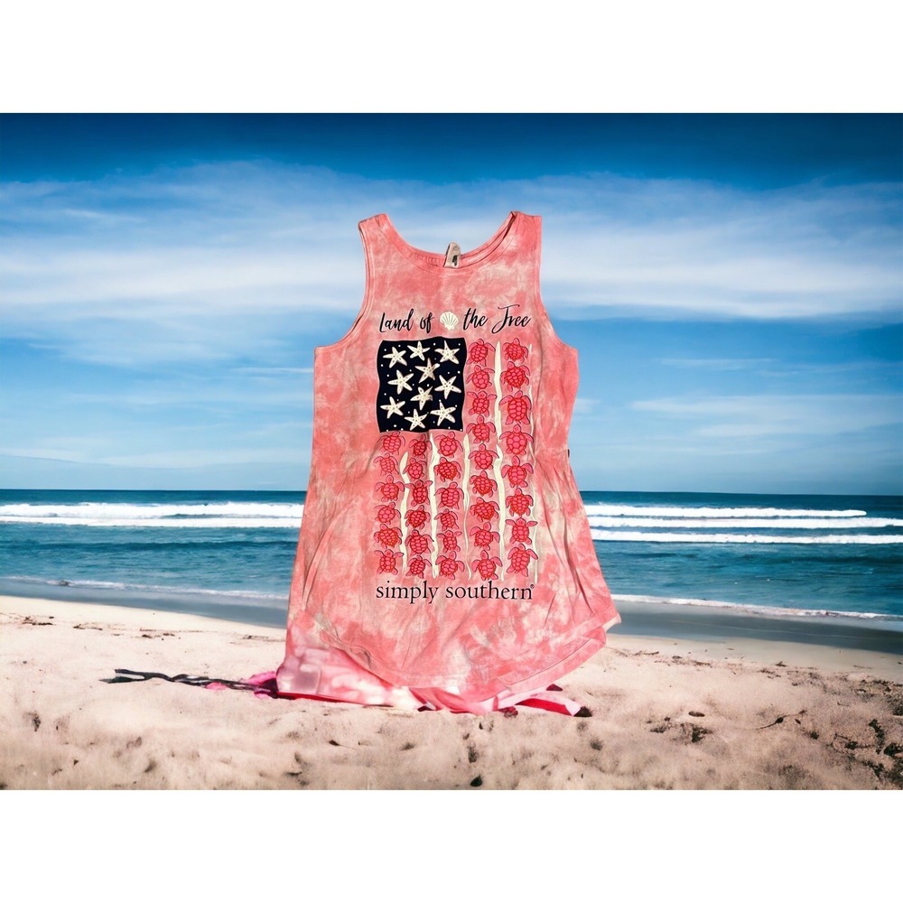 Simply Southern 2 Women's Tank Tops Size Small Baby Blue Light & Pink